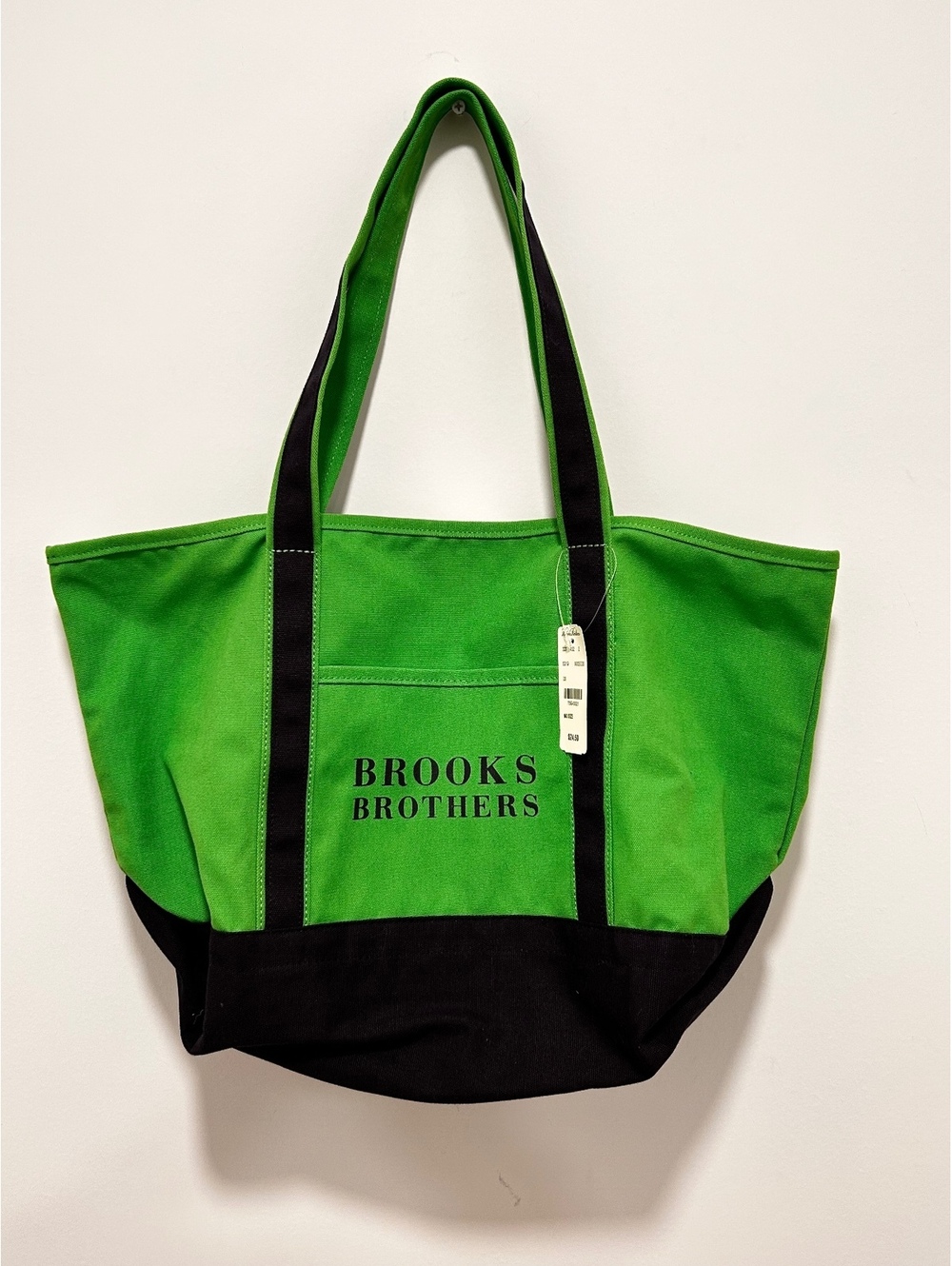 Brooks Brothers Green and Black Canvas Tote Bag
